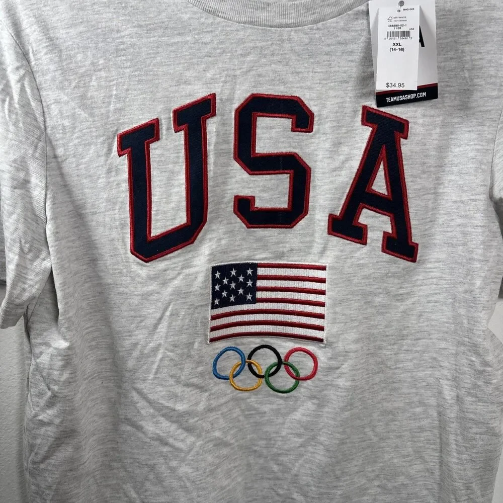 Baby Gap Team USA Olympic T Shirt Youth XXL 14-16 USA Flag Rings NWT